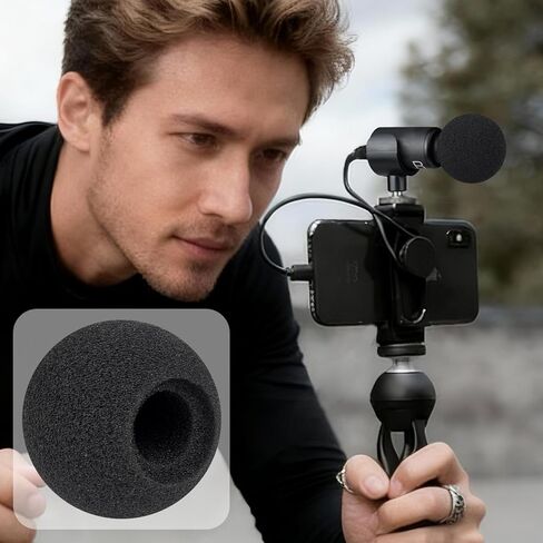 SOULWIT 6 قطع ميكروفونات بوب فلتر لـ Shure MV88+ ستيريو USB، غطاء ميكروفون واقٍ من إسفنج الزجاج الأمامي - أسود in Saudi Arabia