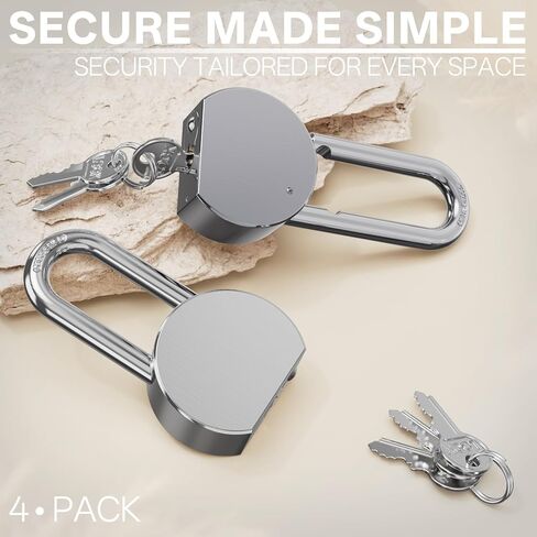 4 Pack 2.5 Inch(65mm) Heavy Duty Solid Steel Keyed Alike Padlocks,Chrome Plated Long Hardened Steel Shackle High Security Padlock for Gates,Storage,Toolboxes in Saudi Arabia