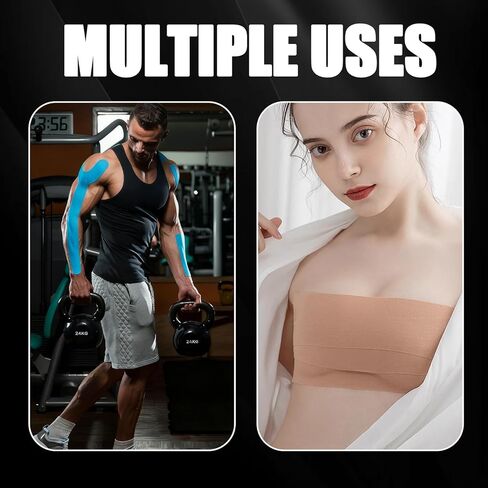 Extra Wide Kinesiology Tape Precut Strips, (4" x 10",10Pcs) Waterproof Breathable Latex Free Tape for Ankle Wrists Knees Elastic Running Tennis Swimming Football Sports Activities Tapes (Flesh) in Saudi Arabia
