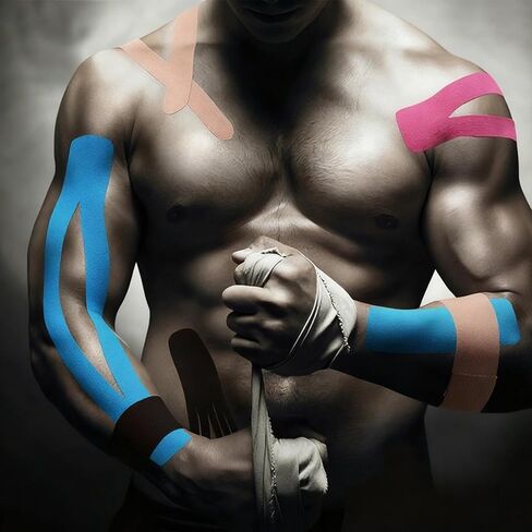 Extra Wide Kinesiology Tape Precut Strips, (4" x 10",10Pcs) Waterproof Breathable Latex Free Tape for Ankle Wrists Knees Elastic Running Tennis Swimming Football Sports Activities Tapes (Flesh) in Saudi Arabia