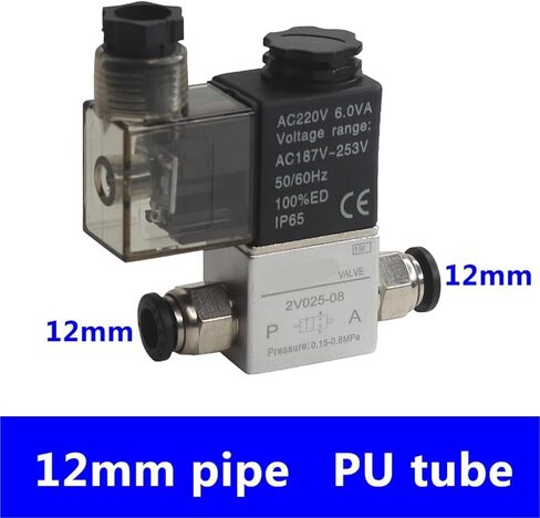 2V025-08 Dc12v 24v 220v Pneumatic Air Solenoid Valve 2 Position 2-Port Normally Closed Magnetic 1Pcs(12mm hose pipe) in Saudi Arabia