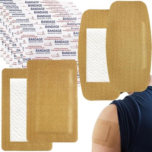 20Pcs Extra Large Adhesive Bandages Fabric Bandages 5" x 3", 6" x 3" with Non-Stick Pad Flexible Painless Removal for Wound Care and First Aid, Latex-Free 2 Shapes in Saudi Arabia