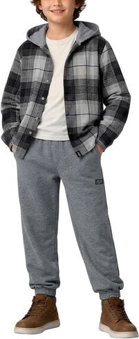 AEROPOSTALE Boys Jogger Pant Set - 2 Piece Flannel Hooded Button Down Shirts and Boys Joggers Sweatpants Clothing Set (8-12) in Saudi Arabia