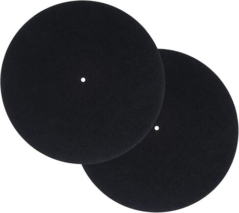 2Pcs Record Player Mat 12in Turntable Platter Mat Anti-Slip & Anti-Static Slipmats for Vinyl Turntable, Black Protective Record Player Slip Mats for Home Use in Saudi Arabia