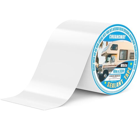 RV Roof Tape white, 8" x 33' Automotive Butyl Sealant Tape for Processing, UV Resistant, Waterproof, Used for RV Roofs, Campervans, Trailers, Boat Seal Leak Repairs, Windows, Headlights (8INCH X33FT) in Saudi Arabia