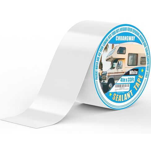 RV Roof Tape white, 8" x 33' Automotive Butyl Sealant Tape for Processing, UV Resistant, Waterproof, Used for RV Roofs, Campervans, Trailers, Boat Seal Leak Repairs, Windows, Headlights (8INCH X33FT) in Saudi Arabia