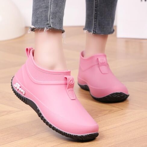 Women Rain Boots Waterproof Ankle Boots with Anti-Slip Sole Outdoor Slip-On Garden Shoes for Kitchen & Outdoor, Rain Shoes in Saudi Arabia