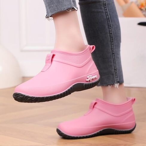 Women Rain Boots Waterproof Ankle Boots with Anti-Slip Sole Outdoor Slip-On Garden Shoes for Kitchen & Outdoor, Rain Shoes in Saudi Arabia