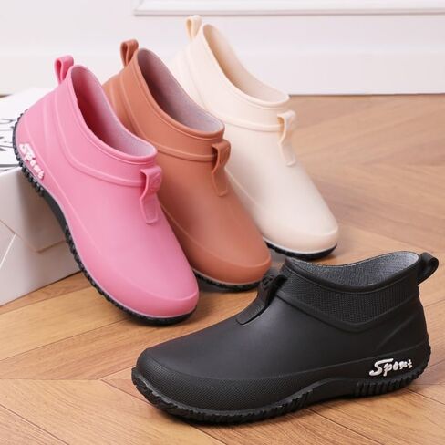 Women Rain Boots Waterproof Ankle Boots with Anti-Slip Sole Outdoor Slip-On Garden Shoes for Kitchen & Outdoor, Rain Shoes in Saudi Arabia