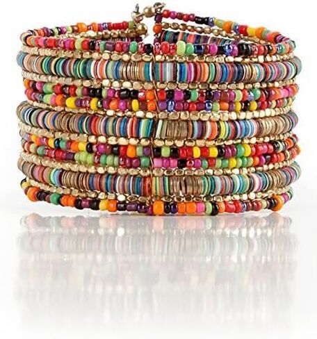 SPUNKYsoul Bohemian Multi-Colored Sequin Gold Cuff Bracelet in Kuwait