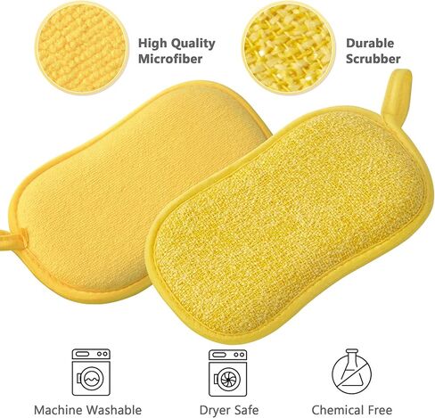 Multipurpose Kitchen Scrub Sponges, Heavy Duty Cleaning Non-Scratch Scrub Sponge, Reusable Microfiber Sponge for Household Cleaning, Six Color Packaging (6pcs) in Saudi Arabia