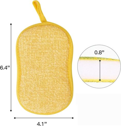 Multipurpose Kitchen Scrub Sponges, Heavy Duty Cleaning Non-Scratch Scrub Sponge, Reusable Microfiber Sponge for Household Cleaning, Six Color Packaging (6pcs) in Saudi Arabia