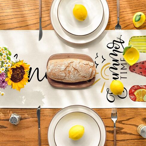 Artoid Mode Ice Cream Watermelon Happy Summer Table Runner, Seasonal Holiday Kitchen Dining Table Decoration for Home Party Indoor 13x72 Inch in Saudi Arabia