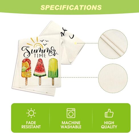 Artoid Mode Ice Cream Watermelon Happy Summer Table Runner, Seasonal Holiday Kitchen Dining Table Decoration for Home Party Indoor 13x72 Inch in Saudi Arabia