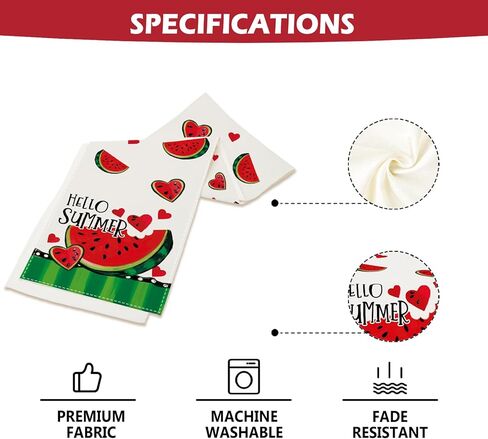 Hello Summer Watermelon Table Runner Spring Stripe Burlap Table Runners, Cute Red Hearts Fruit Seasonal Coffee Table Center Decor for Home Kitchen Dining Party Indoor Outdoor 13x72 Inch in Saudi Arabia