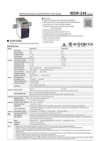 WDR-240-24 240W Single Output Industrial DIN Rail Power Supply WDR-240 24V 10A in Saudi Arabia