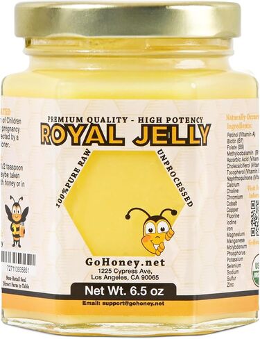 Royal Jelly Organic – Unfiltered Raw Royal Jelly Energy Supplement for Men and Women – Immune Support Supplement with Retinol, Vitamin B, Biotin, Niacin, – 12 oz, Glass jar in Saudi Arabia