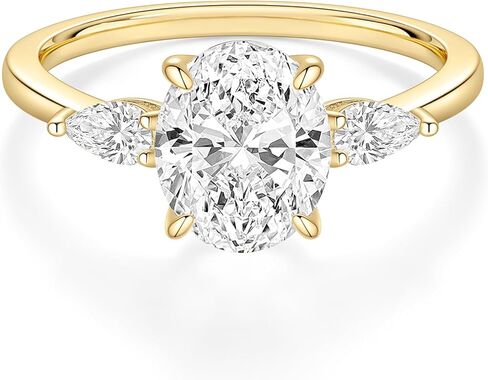 EAMTI 3CT Engagement Rings 3-Stone Oval Cut Cubic Zirconia CZ Wedding Promise Rings for Her Wedding Bands for Women Size 3-11 in Kuwait