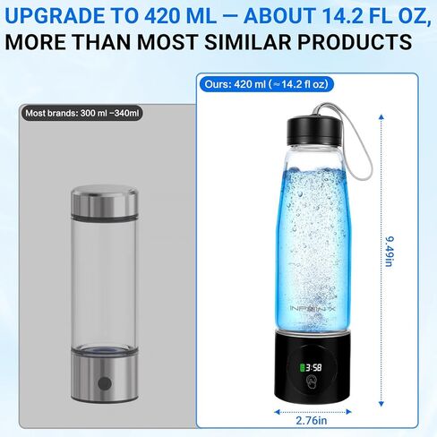 Hydrogen Water Bottle, 3000PPB Portable Hydrogen Water Ionizer Machine, Rechargeable Hydrogen Water Bottle Generator,with SPE & PEM, Hydrogen Water Cup for Exercise, Travel, Home, Office -Black in Saudi Arabia