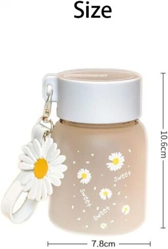 Milk Juice Cute Water Bottle for Women Portable Kawaii Little Daisy Frosted Glass Water Bottle 350ml Transparent Water Cup Glass Bottles in Saudi Arabia