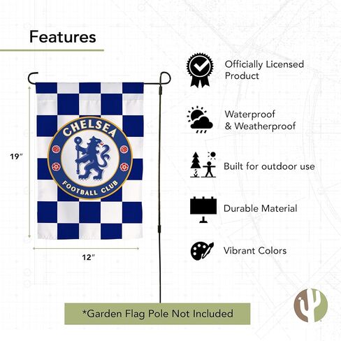 علم حديقة Desert Cactus Chelsea FC - لافتة كرة القدم لندن بلو ليونز مقاس 19 × 12 بوصة، للعرض والمناسبات الخارجية (علم الحديقة D) in Saudi Arabia