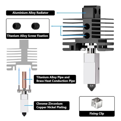 TZ2.0 Pro 0.4MM Hotend for Bambu Lab X1/X1C, Heat Block Structure Upgrade Hotend Assembly with Hardened Steel Nozzles, Thermistor, Ceramic Heater Hot End Replacement for X1 Series in Saudi Arabia