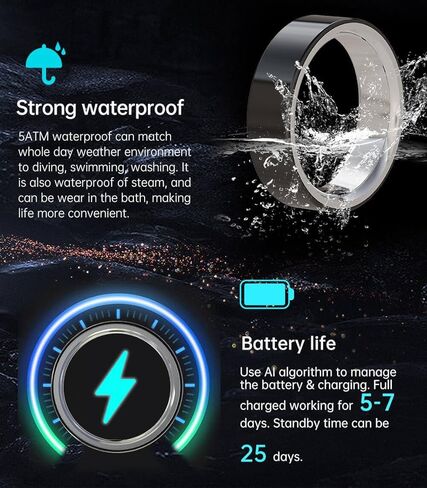 Famous Tech Shop Smart Health Ring Fitness Tracker with Heart Rate Sensor and Sleep Monitoring, Bluetooth Wearable Ring for Activity Tracking Calories Steps and Wellness Insights, Tarnish Size 9 in Saudi Arabia