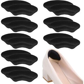 8 Pairs Shoe Heel Pads, Heel Grips for Womens Shoes, Foam Knit Fabric Shoe Size Reducer Inserts, Non-Slip Cushions for Pain Relief & Better Fit, Men & Women (Black) in Kuwait