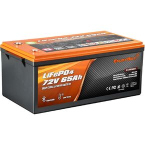 Enjoybot 72V 65Ah LiFePO4 بطارية ليثيوم، 120A BMS بطارية دورة عميقة مع بلوتوث وحماية منخفضة الحرارة، طاقة خرج 9216 واط، ذروة التيار 500 أمبير لعربات الجولف 72 فولت، LSVs، NEVs، UTVs الكهربائية in Kuwait
