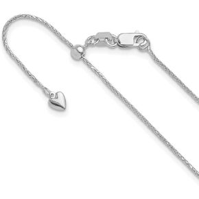 JewelryWeb 14K الذهب الأبيض جراد البحر مخلب إغلاق قابل للتعديل 1mm التألق قطع القمح سلسلة قلادة سلسلة قلادة للنساء والرجال in Kuwait