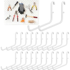 24 PCS Pegboard Hooks, Pegboard Accessories Compatible with IKEA Skadis Long Metal Storage Hooks for Tool Home Office Indoor Supply 6 x 9.5 Centimeters, White in Kuwait