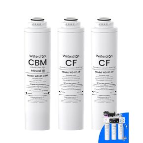 فلتر Waterdrop RT-2CFCBM، بديل لنظام فلتر المياه التناضح العكسي بدون خزان Waterdrop T3-M (𝐂𝐅*𝟐 + 𝐂𝐁𝐌*𝟏)، مجموعة لمدة عام واحد in Kuwait