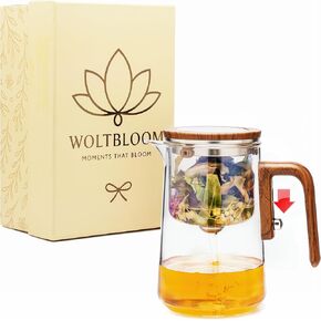 Enchanti Tea Pot - Modern Glass Infuser Teapot - Water Separation Magic Teapot with Heat-Resistant Handle - Elegant Gift Box & Writable Card - Perfect for Loose Leaf Tea - 800 ML (27oz) in Saudi Arabia