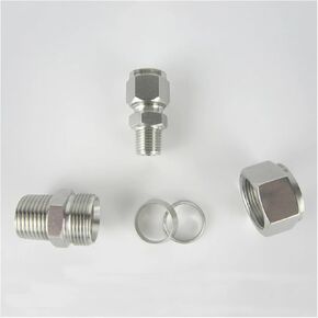 1 قطعة 1/4 "NPT ذكر x 6 مللي متر OD مزدوج الطويق ضغط الاتحاد موصل الفولاذ 304 IHNIEAEW in Kuwait