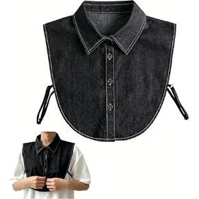 Unisex Fake Collar Detachable,Half Shirts Solid Color Denim Fake Collar False Shirt Collar for Women Girls Decorative Favors in Kuwait