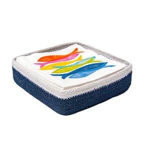 Boston International Navy Blue Jute Lunch Napkin Caddy, 8" x 8" in Saudi Arabia