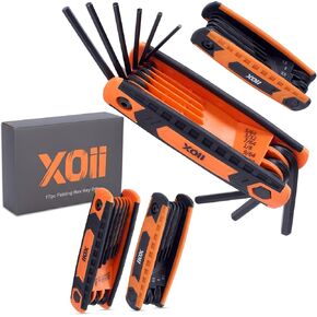 17PC Folding Allen Wrench Set | SAE & Hex Set | Durable Portable Tool for Automotive, Bike, Home & DIY Repairs | Complete Multi-Size Allen Key Set for Workshop (Red) in Saudi Arabia