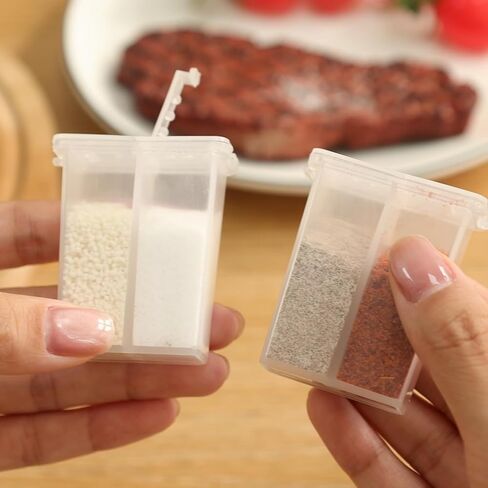 2pcs Mini Salt and Pepper Shakers - Clear Plastic Travel-Friendly Salt & Pepper Dispensers with Lids, Portable Kitchen Organizer for Camping, Picnics in Saudi Arabia