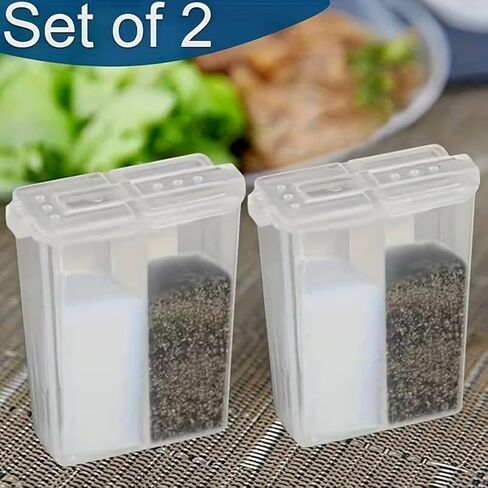 2pcs Mini Salt and Pepper Shakers - Clear Plastic Travel-Friendly Salt & Pepper Dispensers with Lids, Portable Kitchen Organizer for Camping, Picnics in Saudi Arabia