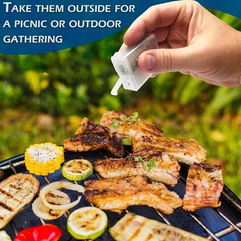 2pcs Mini Salt and Pepper Shakers - Clear Plastic Travel-Friendly Salt & Pepper Dispensers with Lids, Portable Kitchen Organizer for Camping, Picnics in Saudi Arabia