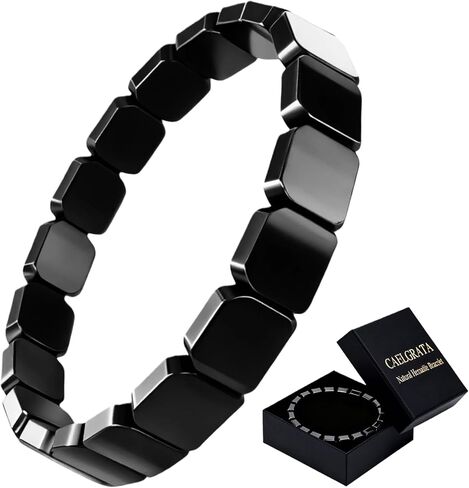 Hematite Bracelet for Men, Natural Grounding Stone Stretch Bead Bracelets for Men, Mens Bracelet for Confidence, Pulseras para Hombres in Saudi Arabia