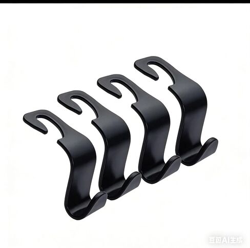 Car Seat Headrest Hooks, 4-Pack Black ABS Plastic Storage Organizer, Universal Headrest Mount Hangers for Purses, Coats, Umbrellas, Grocery Bags, Modern Style, 13 lbs Capacity in Saudi Arabia