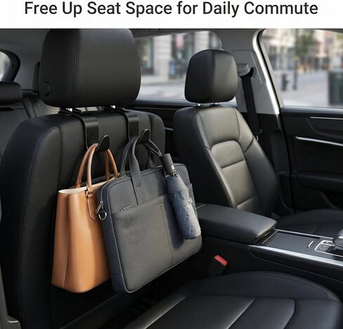 Car Seat Headrest Hooks, 4-Pack Black ABS Plastic Storage Organizer, Universal Headrest Mount Hangers for Purses, Coats, Umbrellas, Grocery Bags, Modern Style, 13 lbs Capacity in Saudi Arabia