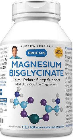 ANDREW LESSMAN Magnesium Bisglycinate - 240 Capsules - 70mg. Gentle, Highly Absorbable, Non-Laxative, Calming Magnesium for Relaxation. Enhanced Absorption. No Stomach Upset in Saudi Arabia