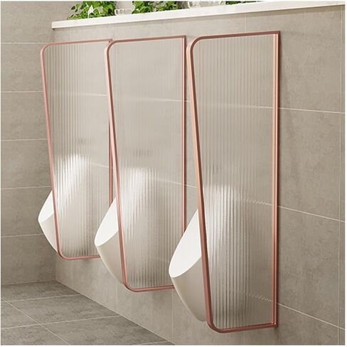 Stainless Steel Frame Toilet Partition Tempered Glass Toilet Partition Board Hotel Mall Office Building Urinal Privacy Screen (Color : Champagne Gold, Style : 3ps) in Saudi Arabia