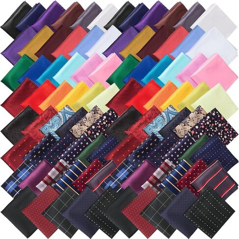 SATINIOR 47 Pieces Men Pocket Square Handkerchief Soft Colored Hankies for Party Wedding, Multicoloured, 8.3 x 8.3 inch/ 21 x 21 cm in Saudi Arabia
