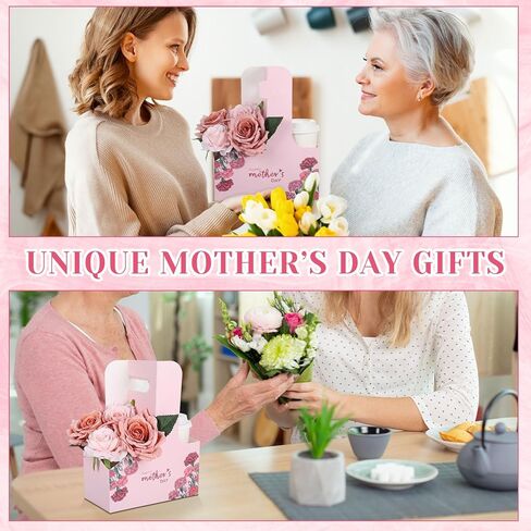 24 Pcs Mother's Day 2 Cup Drink Carrier with Handle, Disposable Cardboard Coffee Cup Holder, Foldable Beverage Tray for Mother's Day Supplies, Hot/Cold Drinks, Coffee in Saudi Arabia