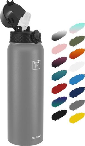 Fanhaw 40 oz Insulated Stainless Steel Water Bottle with Straw Lid, Leakproof Extra-Large Sports Bottle for Men & Women (Green Blue) in Saudi Arabia