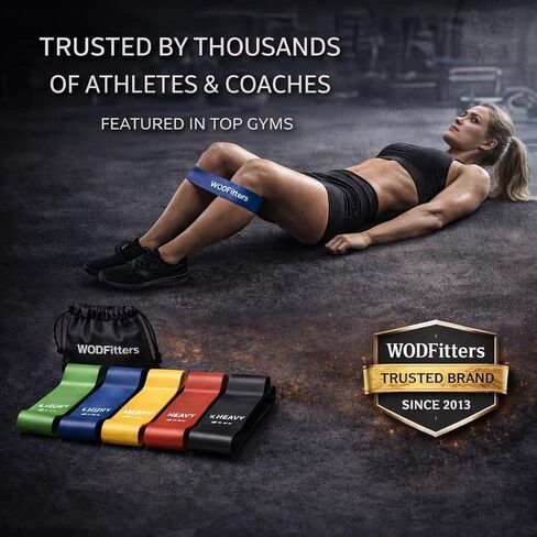 WODFitters Mini Bands Set - 5 Exercise Workout Resistance Bands - Exercise Loops - Workout Flexbands for Stretching, Physical Therapy, Rehab, Home Fitness and Muscle Activation in Saudi Arabia