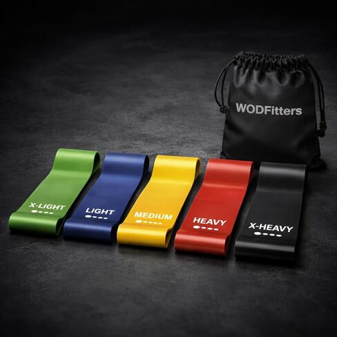 WODFitters Mini Bands Set - 5 Exercise Workout Resistance Bands - Exercise Loops - Workout Flexbands for Stretching, Physical Therapy, Rehab, Home Fitness and Muscle Activation in Saudi Arabia